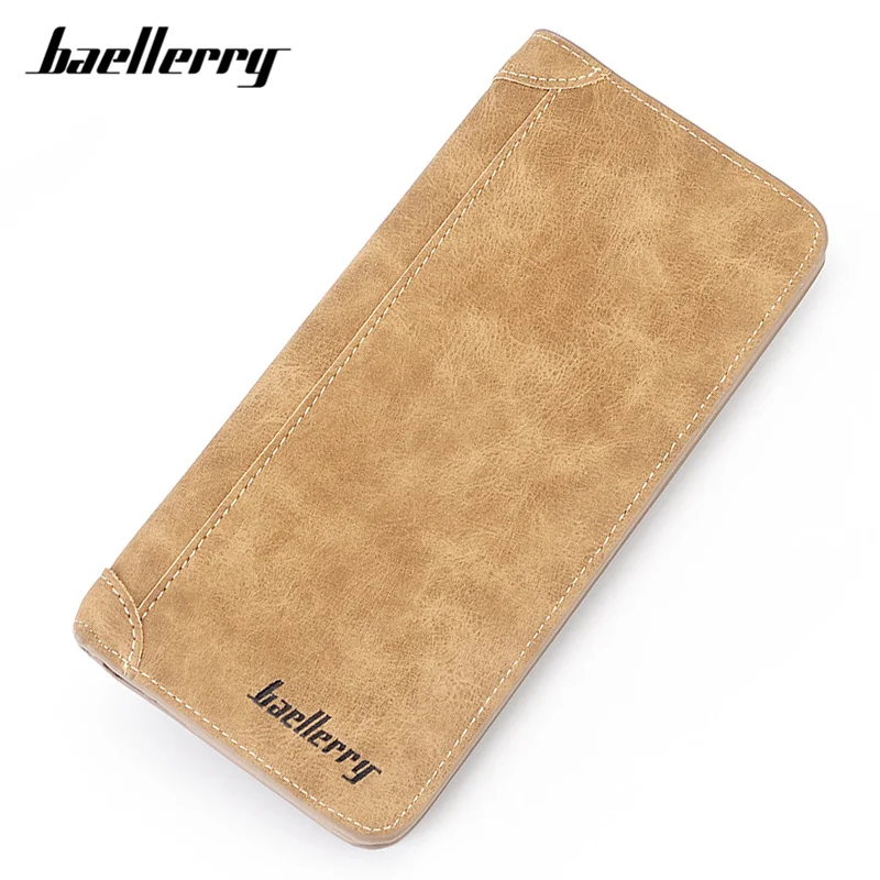 Длинный кошелек Baellerry для мужчин в винтажном стиле мягкий матовый кожаный