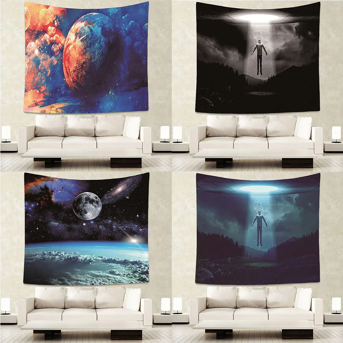Beautiful Night Sky Wall Hanging Hippie Polyester Tapestry Living Room Decor Home Decoration