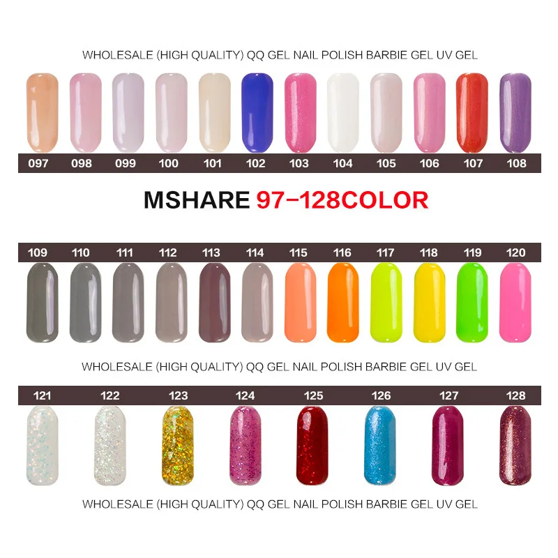 MSHARE 12 шт гель лак для ногтей (цветной 10 бутылок + базовый верхнее покрытие) УФ