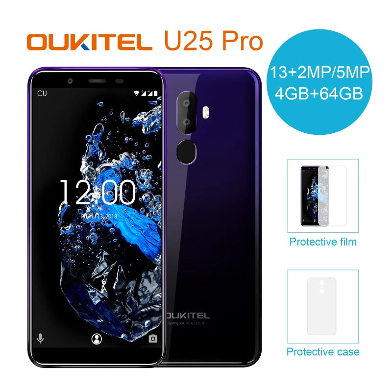 OUKITEL U25 Pro 5 &quot2.5D Incell дисплей 13MP + 2MP/5MP Android 8 1 мобильный телефон MT6750T Восьмиядерный 4G