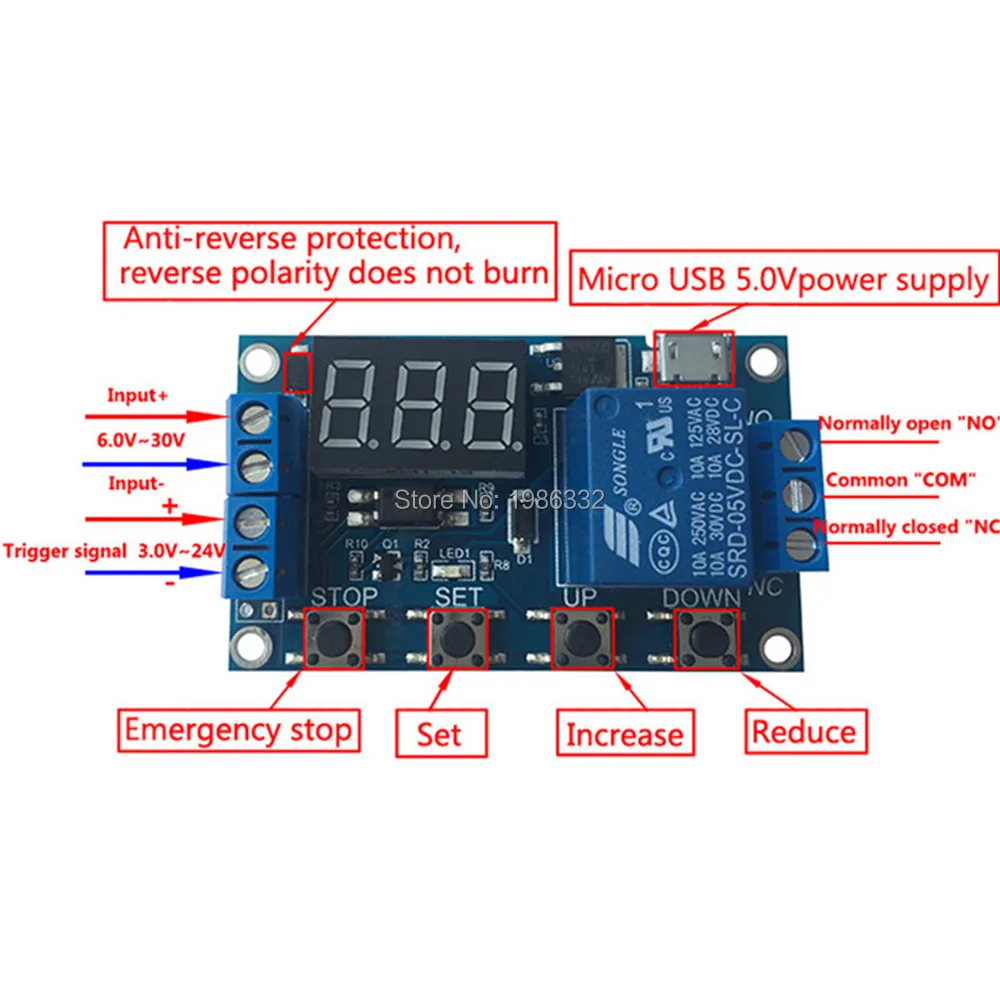 WS16 DC 6 30 в Поддержка Micro USB 5 В светодиодный дисплей Автоматизация таймер задержки