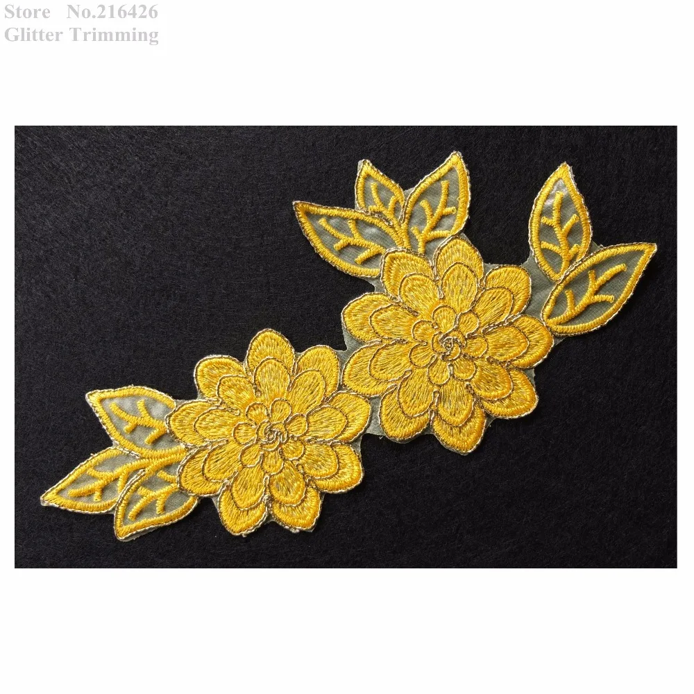 Бесплатная доставка 4 шт./лот x новейшие нашивки с вышивкой желтого/золотого