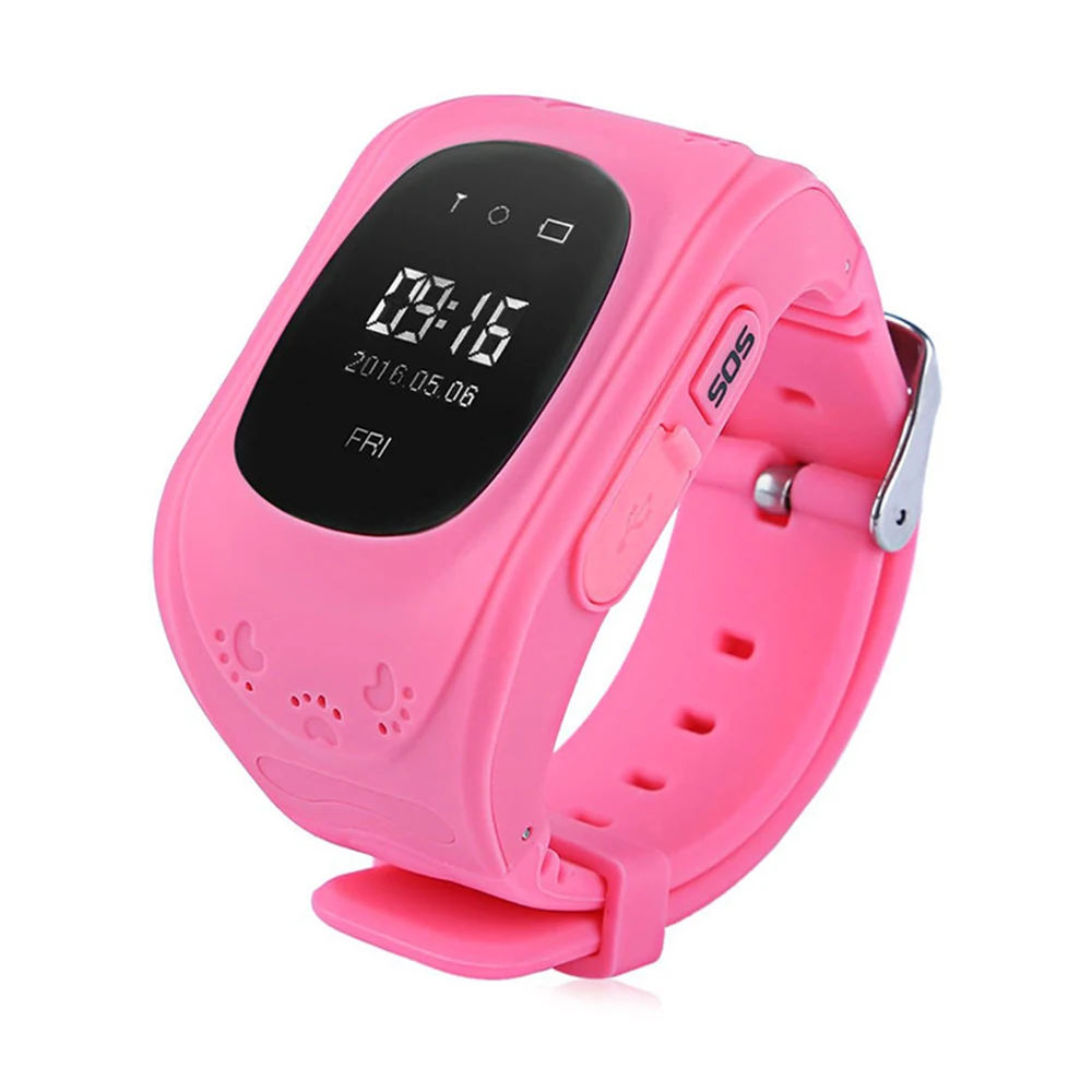 Розовый Q50 OLED экран gps смарт детские часы SOS Вызов локатор трекер для Childreb анти потеря монитор детские наручные часы - Цвет: Розовый
