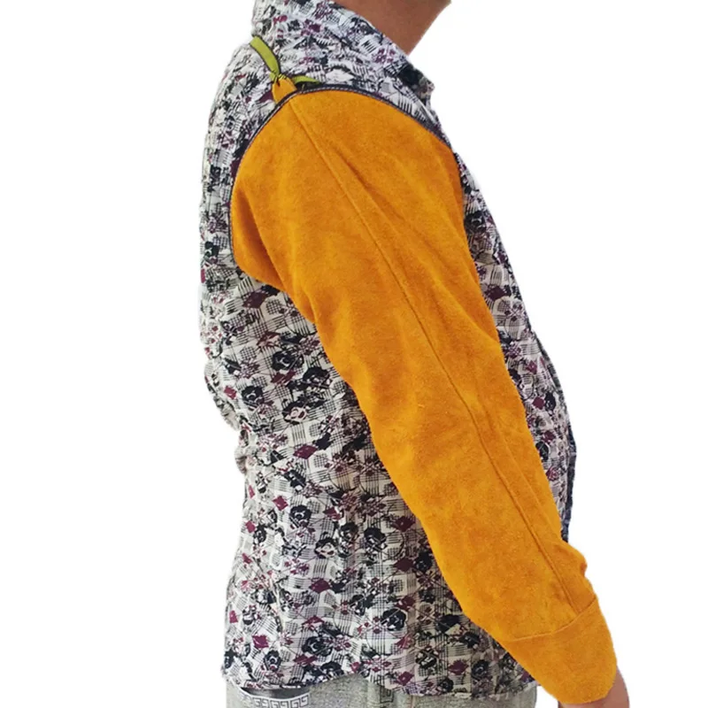 Leather Heat Resistant Welding Arm Sleeves Work Spark Protection Guard Button Closure Safety |