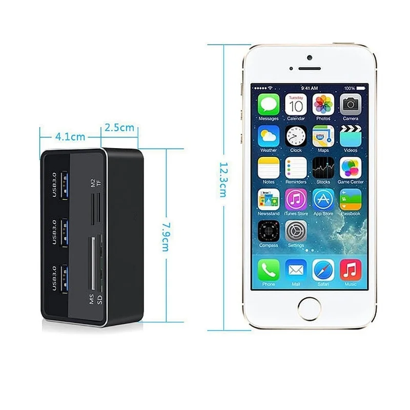 Кардридер Usb 3 0 7 в 1 с тремя USB портами кардридер SD TF M2 MS Micro usb концентраторами для