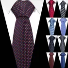 Новейший модный коричневый галстук в клетку и в горошек галстук 7,5 см галстук для мужского костюма галстук для делового свадебного торжества синий галстук