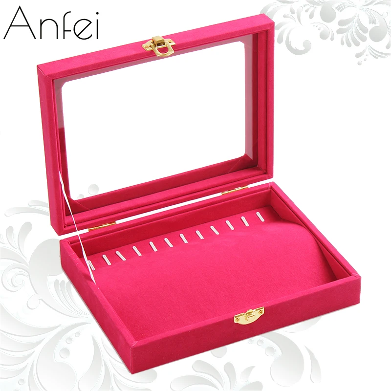Ярко-розовый ожерелье дисплея коробка шкатулка защитное стекло подвесной