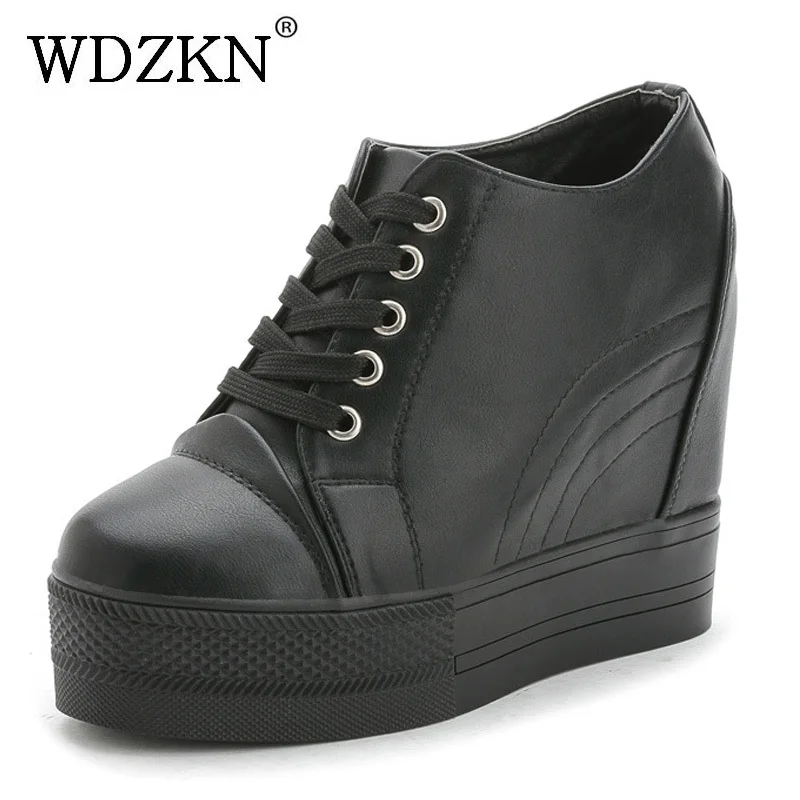 Женские туфли на платформе WDZKN повседневные высоком каблуке черные белые