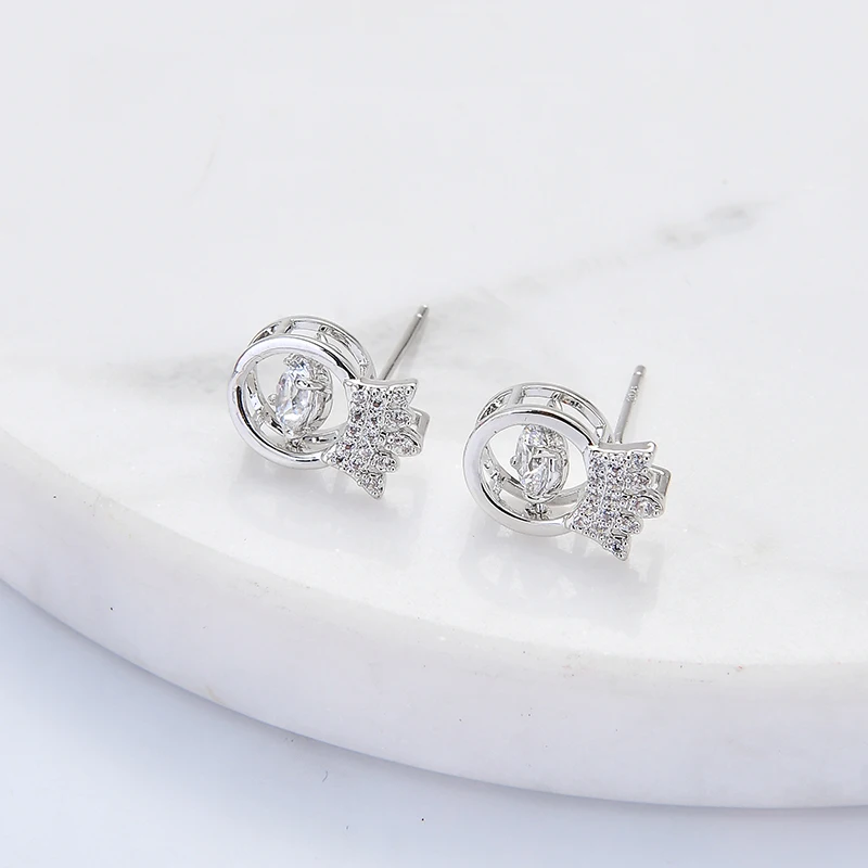 gold silver color crystal rhinestone princess crown luxury female stud earrings wedding jewelry accessories | Украшения и