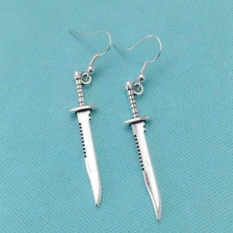 Серьги капельки из супернатурального серебра Demons Killing Dagger модные аксессуары для