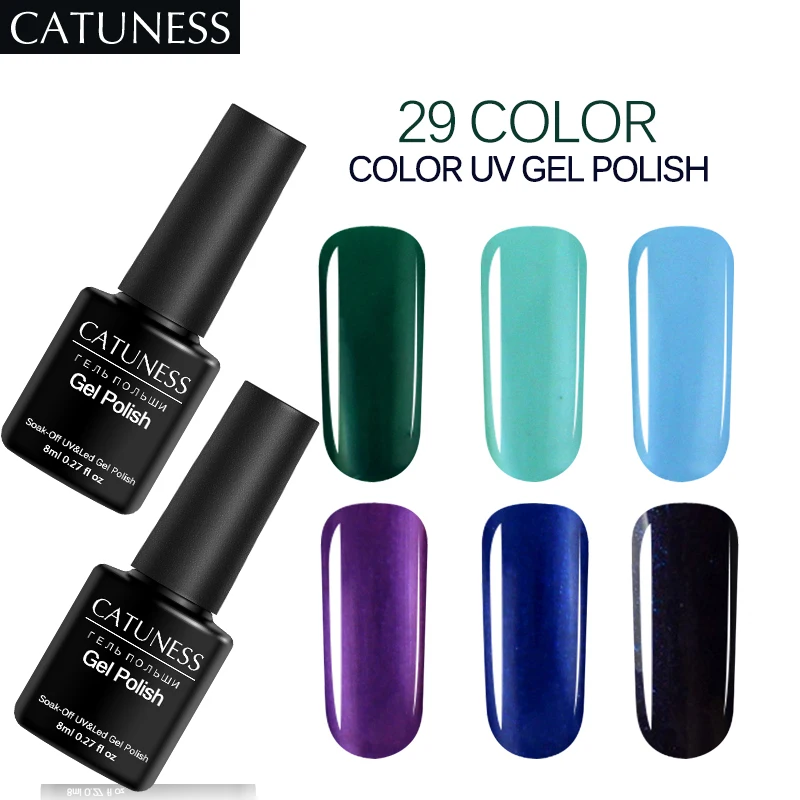 CATUNESS постоянный гель лак для ногтей 29 цветов 8 мл чистого полу UV Led Nail Стикеры