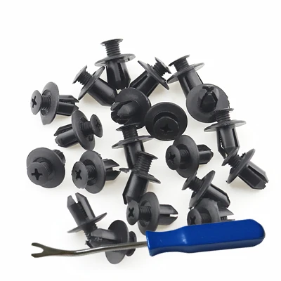 Синий QFHETJIE 200 шт 7 мм автомобильные Крепежные изделия Универсальные пластиковые заклепки Пружинные украшения автомобиля папка двери нажимные зажимы - Название цвета: Синий