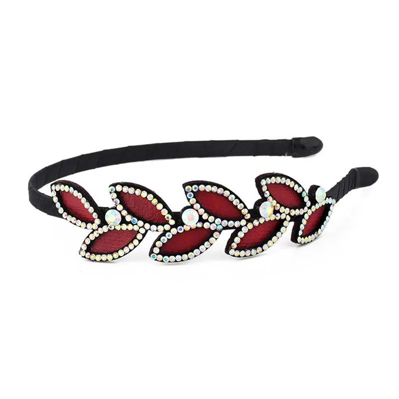 Модные обручи для волос в форме листьев со стразами и кристаллами женщин девушек