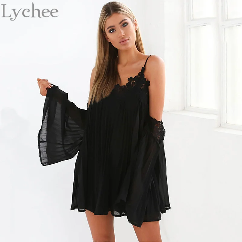 Личи элегантные богемные летние женское платье с открытыми плечами и глубоким V