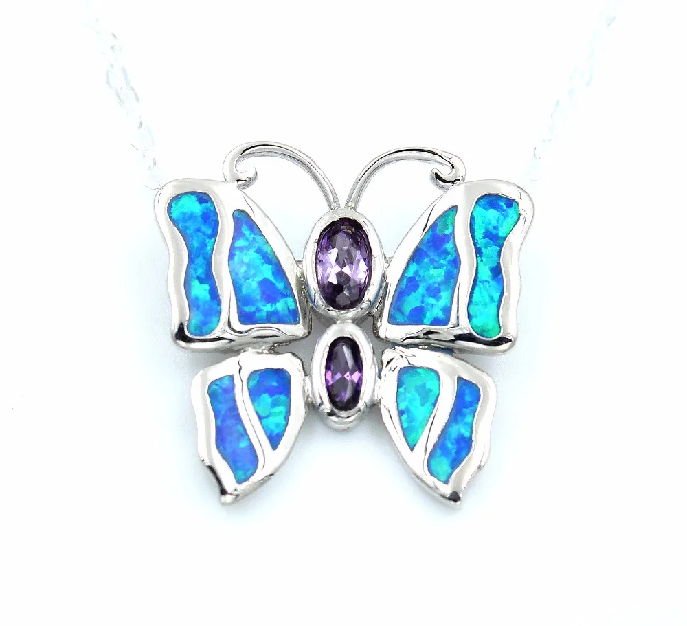 Ярко голубое ожерелье с подвеской в виде бабочки из опала|necklace supplies|necklace fabricnecklace