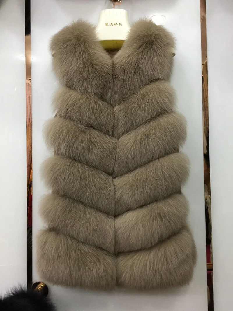 Camel Jancoco Max, новинка, Длинный жилет из натурального Лисьего меха, Осень-зима, теплый, 6 рядов, жилет, женский, Повседневный, мягкий, жилет, высокое качество, S7167 - Цвет: Camel