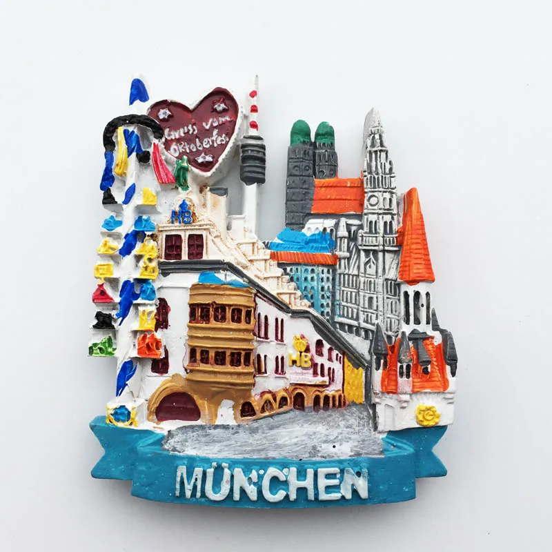 Уличный вид рисунок на холодильник наклейка Германия Munich пейзаж магнит домашний