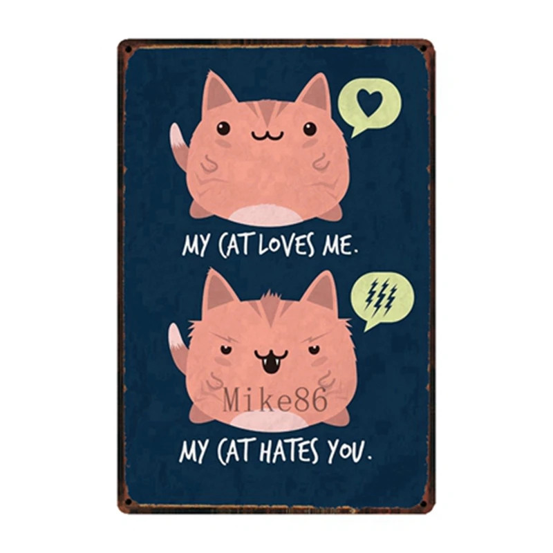 [Mike86] оловянный постер с надписью &quotI Love My Cat&quot &quotЯ люблю мою кошку&quot