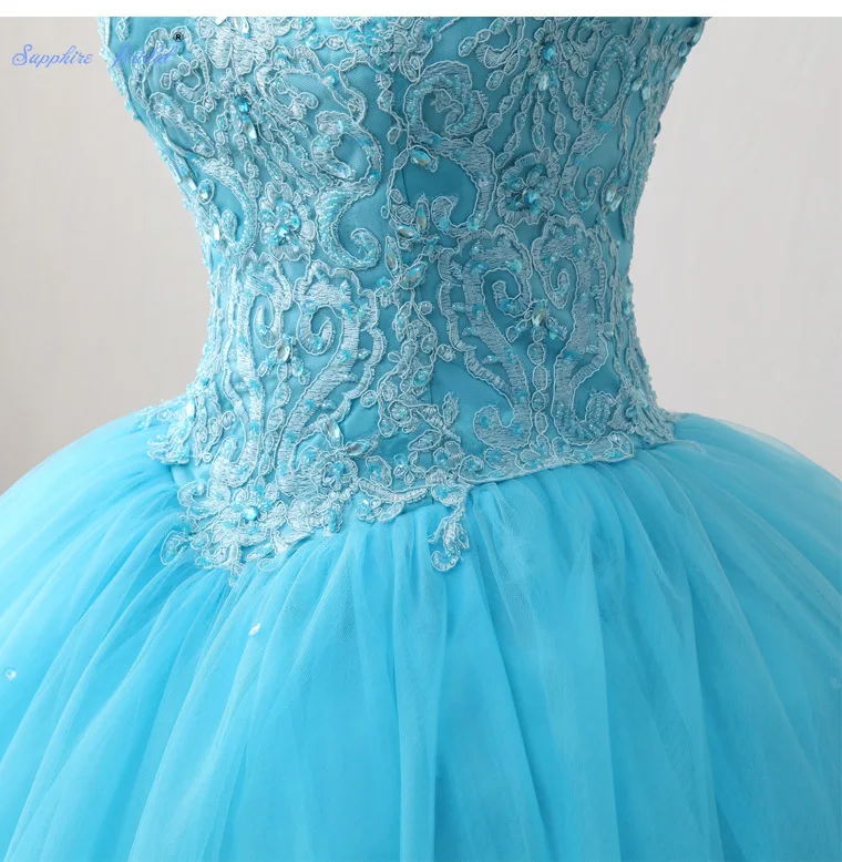 Sapphire Bridal Halter Turquoise Applique Lace Beading Ball Gown Sweet 16 Dress Cut-out Quinceanera Vestidos | Свадьбы и торжества