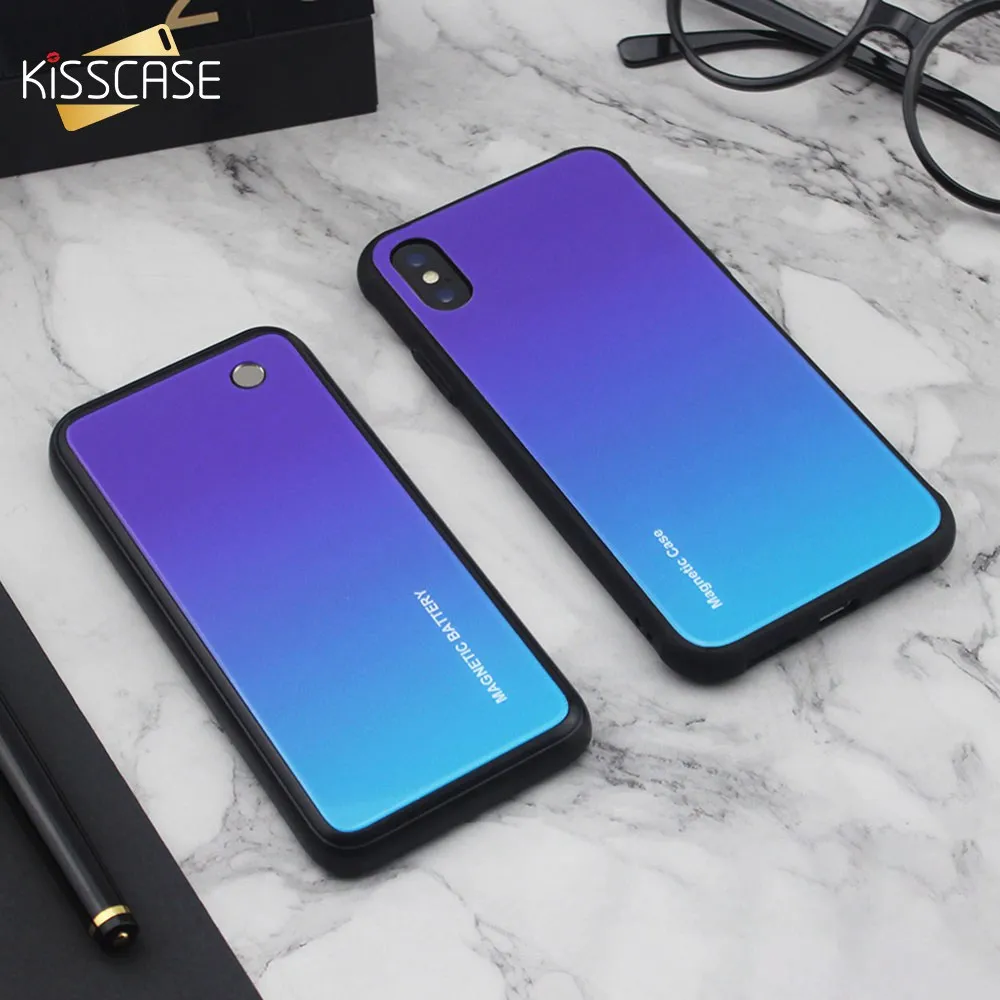 KISSCASE чехол из закаленного стекла для Samsung Galaxy S10 S9 S8 Plus Note 8 9 S10E Беспроводной