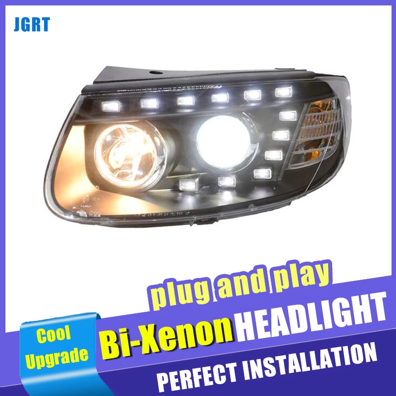 

2007-2012 Car Styling For Hyundai Santa Fe Headlight assembly LED DRL Head Lamps Hid kit Bi Xenon lens Turn signal head lights
