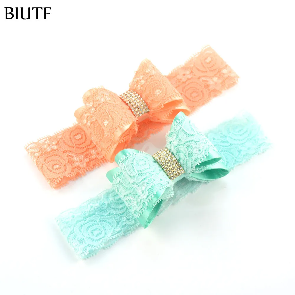 30 шт./лот новые кружевные ободки для волос девушек с атласным горным хрусталем ard