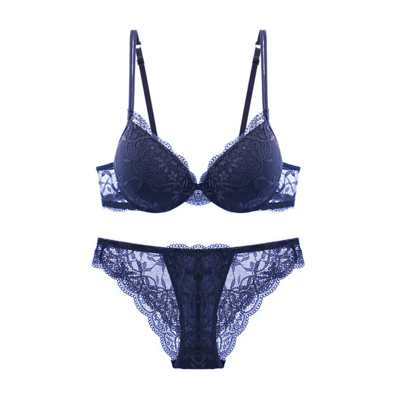 

Varsbaby women's sexy lace deep V push up underwear adjusted-straps bra sets