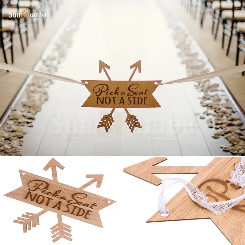 

1pcs Pick A Seat Not A Side Sign Rustic Wedding Sign Decor Hanging Signs Party Ceremony Decorations Wood Wedding Decoration