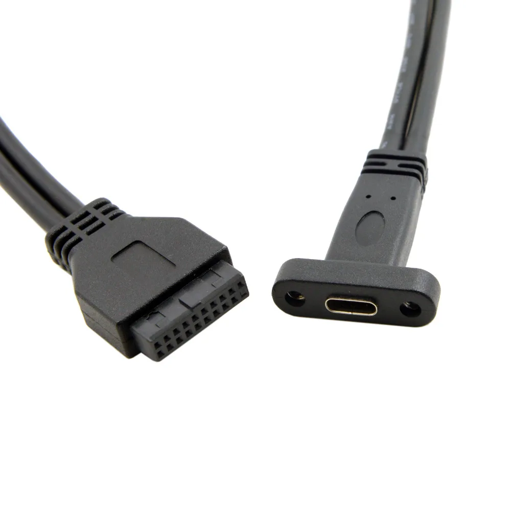 

Jimier 40cm Single Port USB 3.1 USB-C Type C Female to USB 3.0 Motherboard 19Pin Header Cable