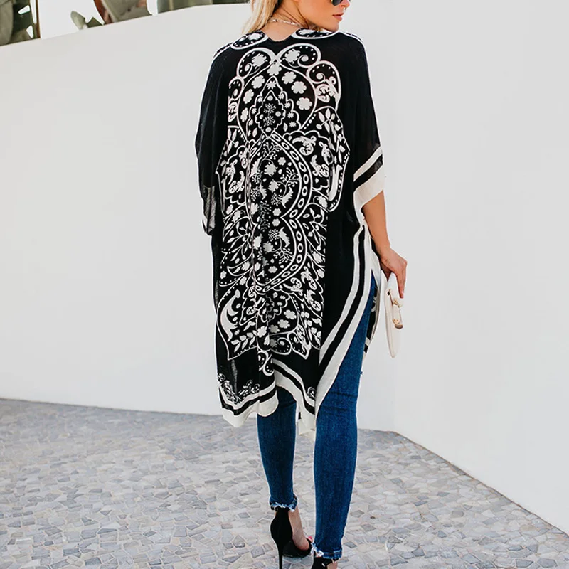 Женское пальто женская пляжная летняя Свободная Повседневная модная блуза для