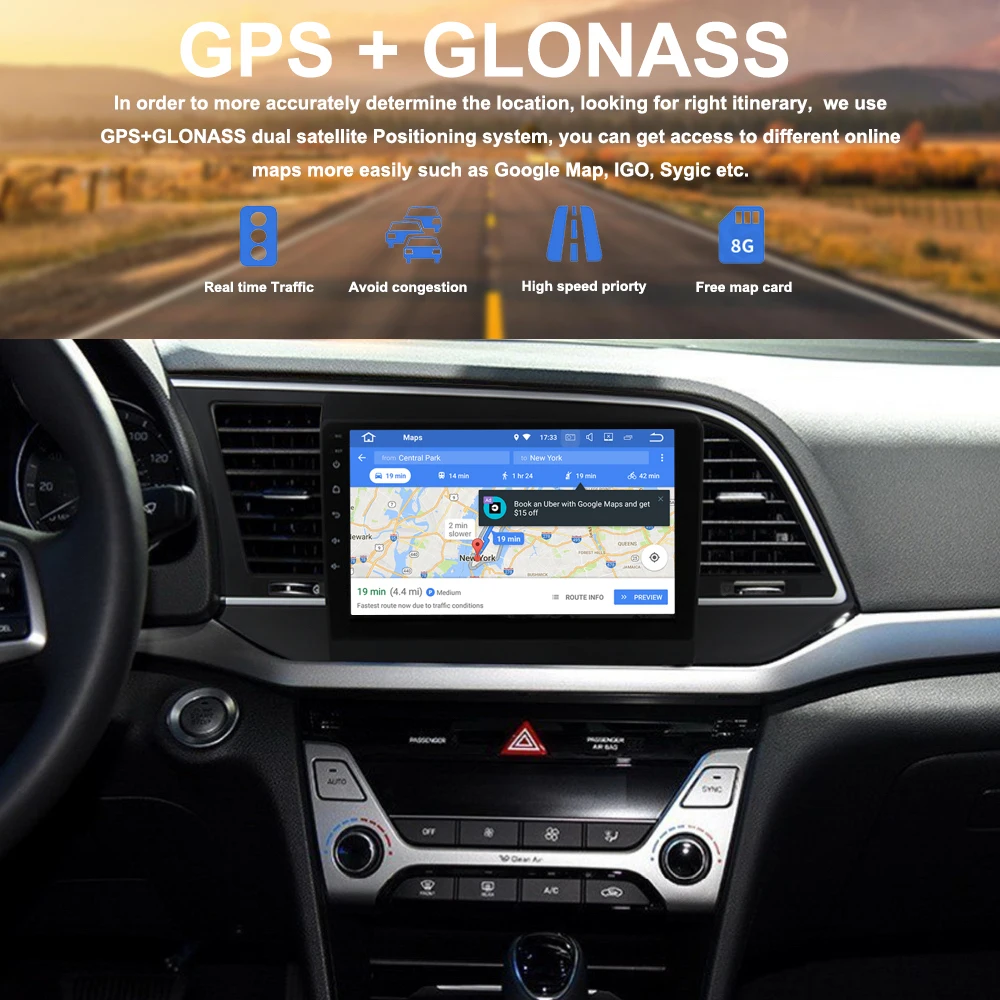 Автомагнитола 1 din Android 8 0 GPS для Hyundai Elantra 2016 2017 9 дюймов IPS сенсорный экран стерео