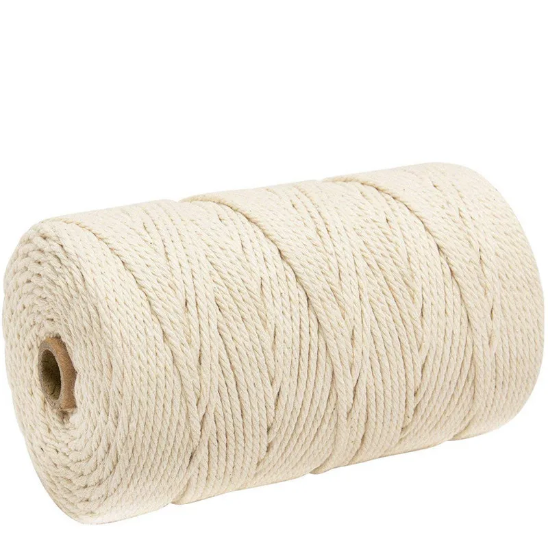 Rice white 3 мм х 200 м хлопковый шнур для макраме, веревка для рукоделия, декоративная настенная подвеска, Ловец снов, сделай сам, домашний текстиль - Цвет: Rice white