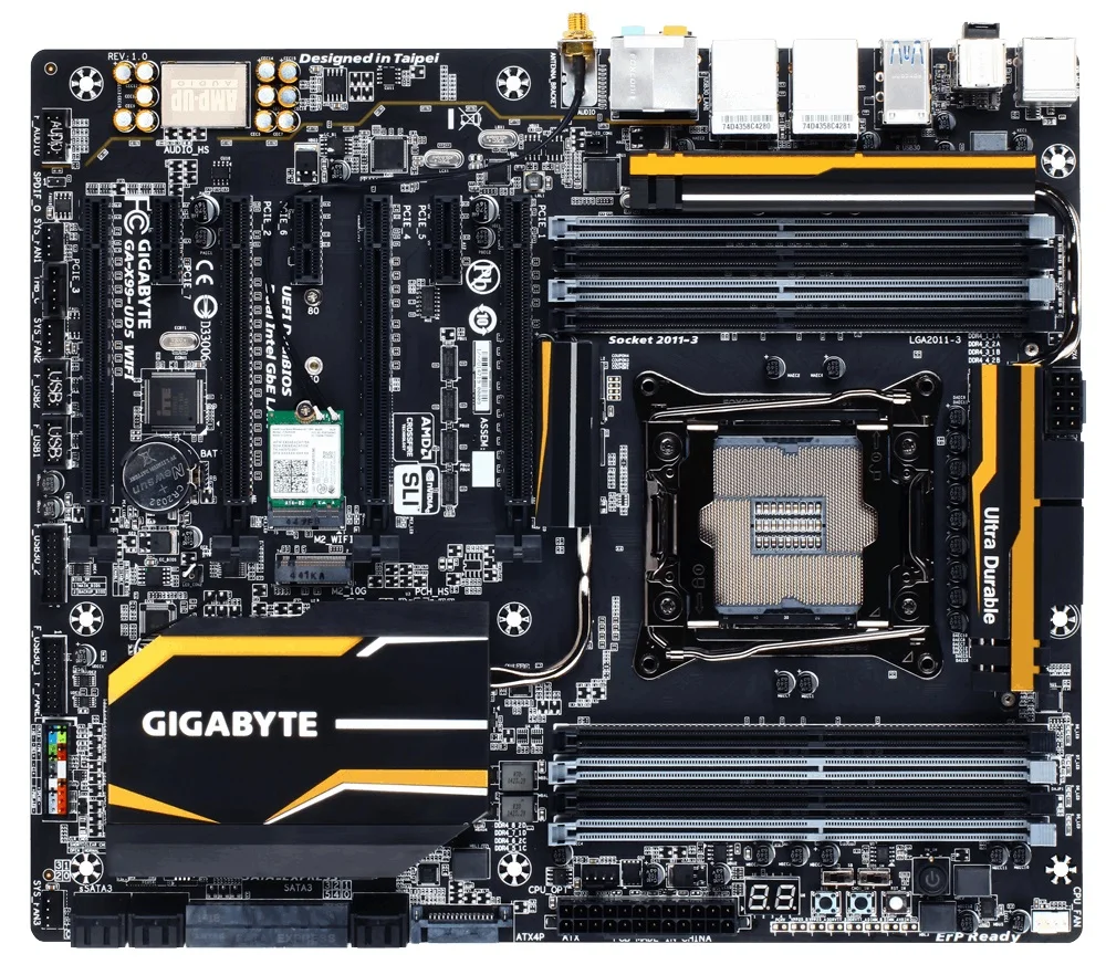 Gigabyte GA-X99-UD5 WI-FI рабочего Материнская плата X99-UD5 Intel X99 LGA 2011-v3 Core i7 64G SATA3 USB3.0 M.2 E-ATX |