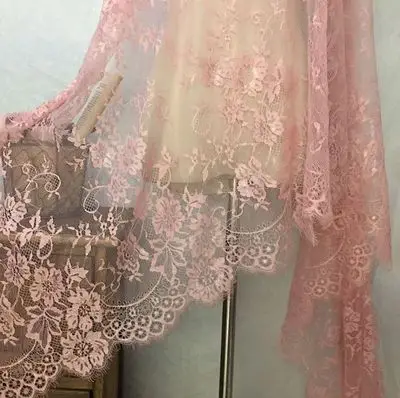 Deep pink 3 м/лот классический дизайн нейлоновое платье ресницы кружевной отделкой мягкий черный белый красный розовый темно-синий французский двусторонний Шантильи кружевная ткань 70 см - Цвет: Deep pink