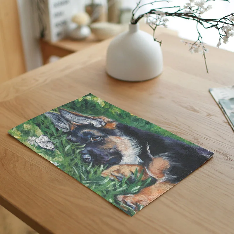 Пастушья собака корки мопса настольная салфетка украшение для дома цветок