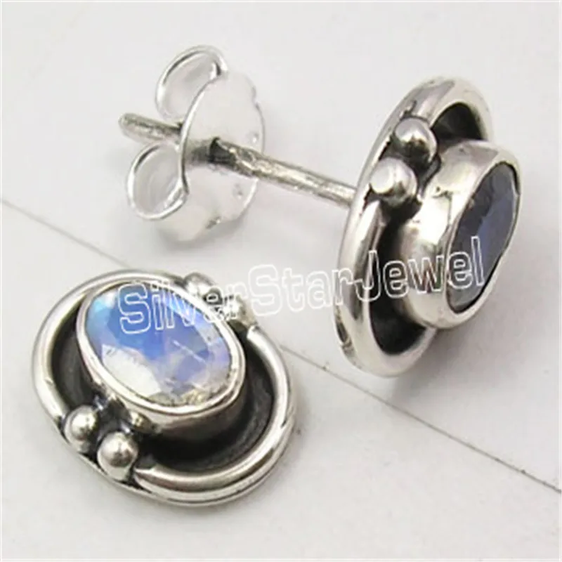 Серебряный с гранатами IOLITE красивый камень новые серьги-гвоздики 1 см