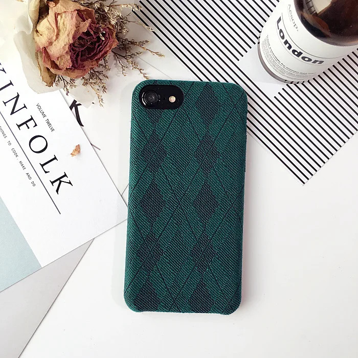Eqvvol British Style Lattice Cloth Phone Case For iPhone 7 Plus Luxury Grid Patterned Cases 6 6s Cover | Мобильные телефоны и