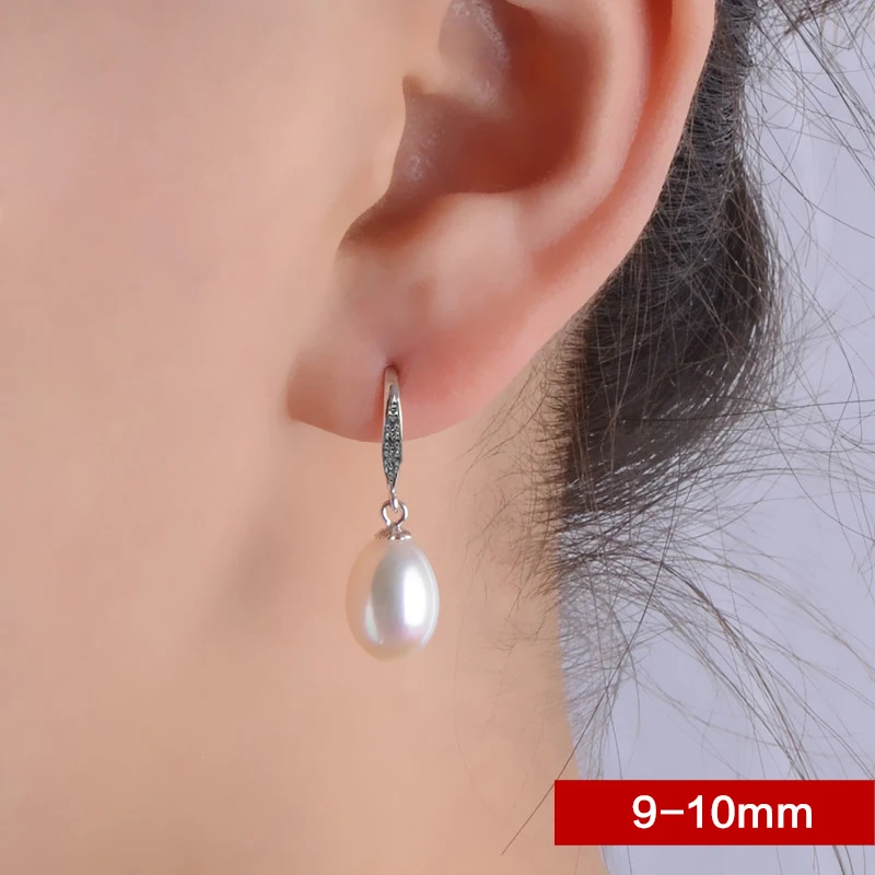 [Даими] Tear Drop серьги 9 10 мм пресноводного жемчуга с 925 серебро горный хрусталь