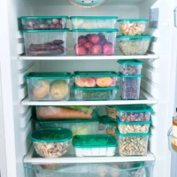 20pcsset sealed rectangle crisper refrigerator plastic green lid food storage boxes preservation box container kitchen supply