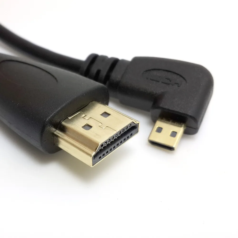 Micro HDMI-compatible to HDMI-compatible Male HDTV Cable for Cell Phone & Tablet & Camera Right Angled 90 Degree Male to Male 