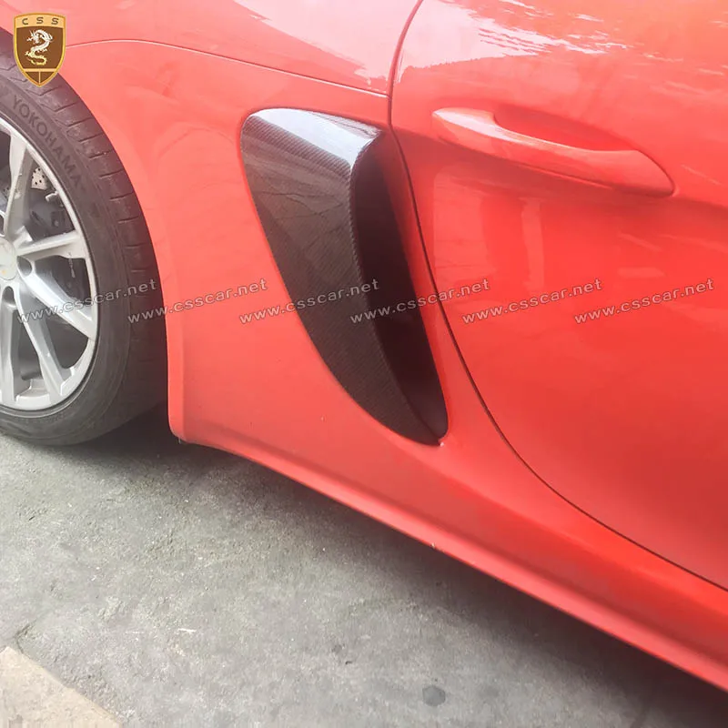 Боковые вентиляционные отверстия из углеродного волокна для Porsche 718 Boxster Cayman 2016 2017