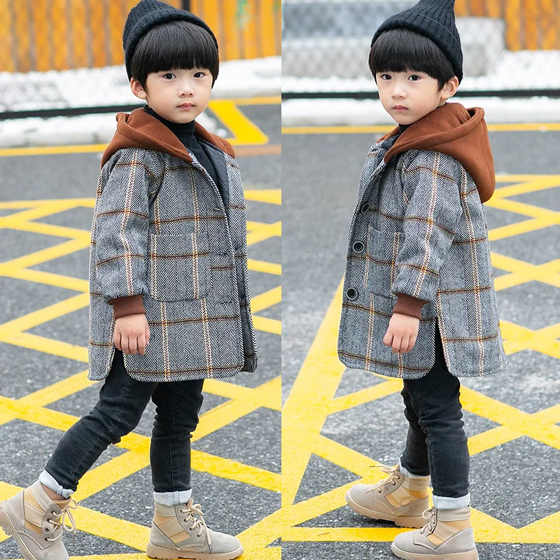 

2020 Winter Spring Boy Thick Woolen Coat