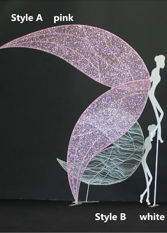 2pcs Wedding wrought iron elf ornaments holiday party stage pendant window props mall decoration - Цвет: pink A and white B