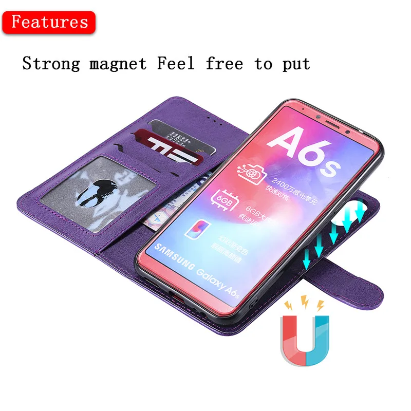 Leather Case For Samsung Galaxy A6S Wallet Flip Stand Strong Magnet Business Mobile Phone Cases Cover Decathable Two in one | Мобильные