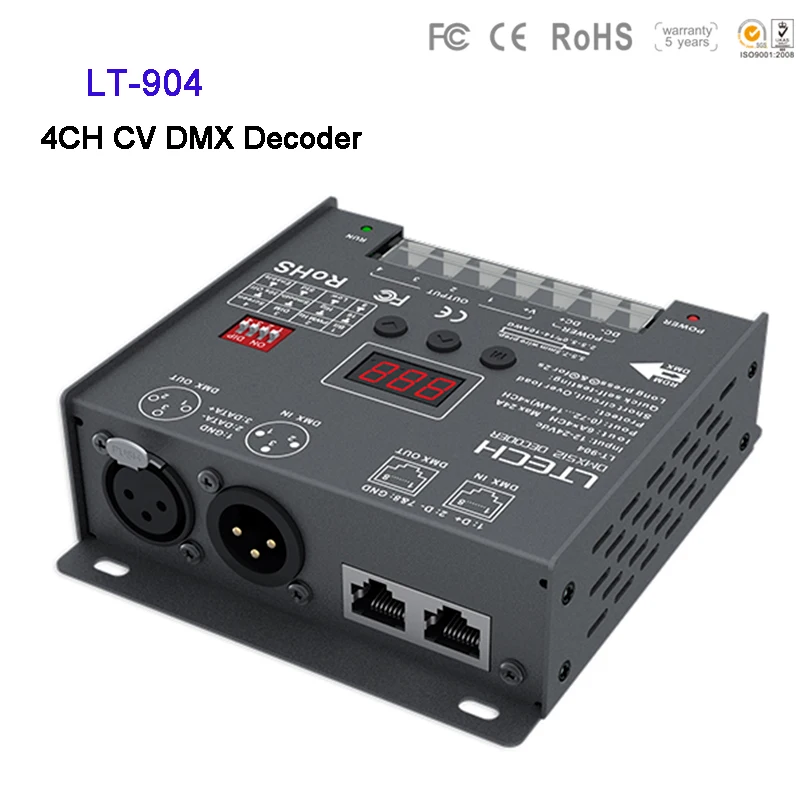 LTECH LT-904 4 канала светодиодный декодер DMX DC12V-24V вход 6A * 4CH Макс. 24A 576 Вт выходной