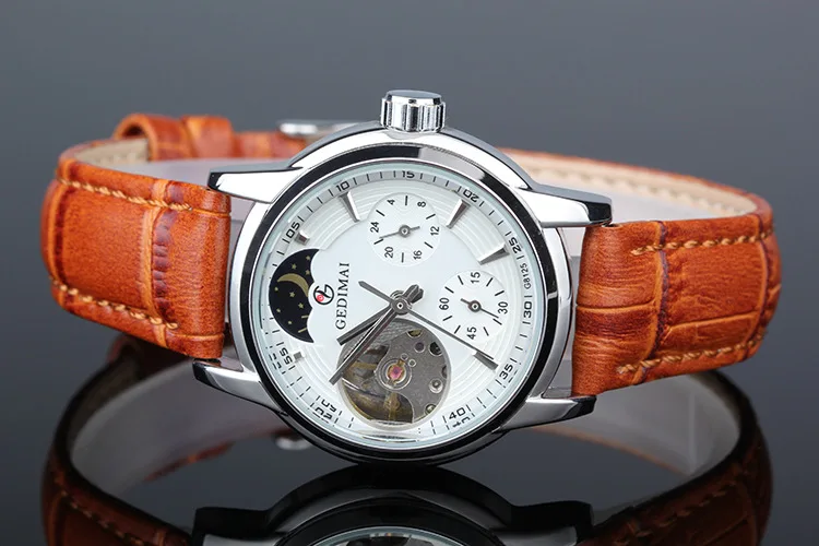 Часы GEDIMAI женские механические брендовые водонепроницаемые золотистые наручные