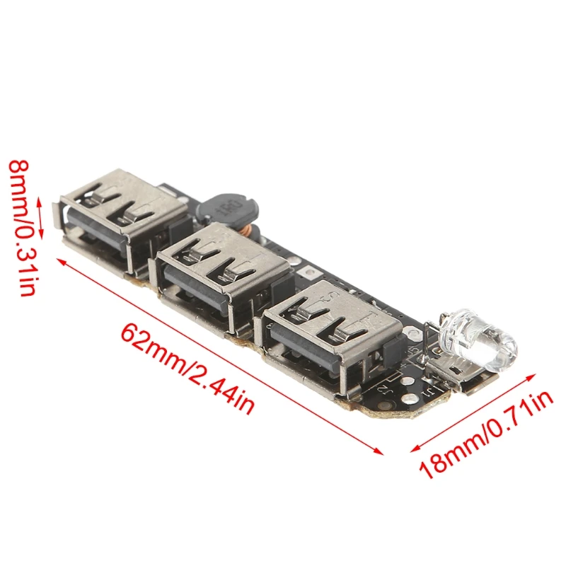 5V 2.1A 3 USB Power Bank Battery Charger Module Circuit Board Step Up Boost DIY-U1JA | Электроника