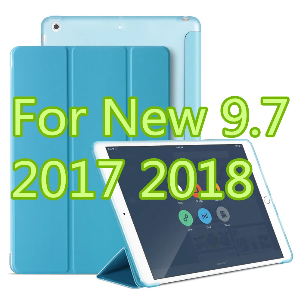 Чехол owswin для нового iPad 9,7 TPU кожаный чехол Мягкий силиконовый чехол для iPad умный чехол 9,7 дюймов A1822 A1893 - Цвет: blue