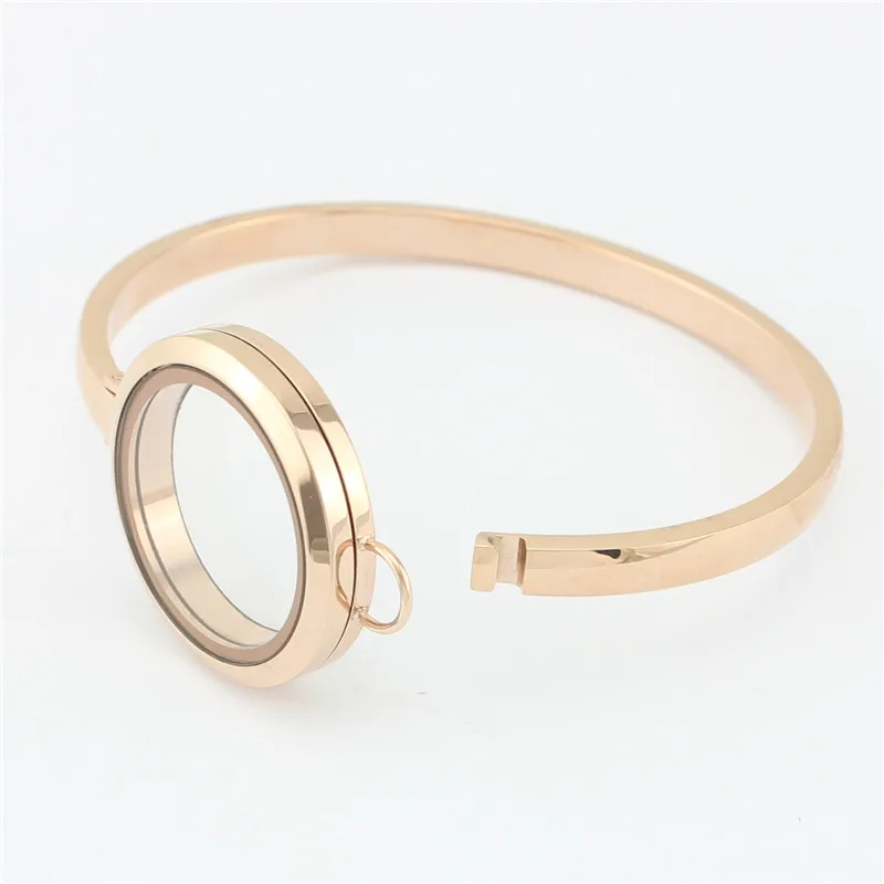 Нержавеющая сталь плавающей медальон браслеты из розового золота круглый Винт