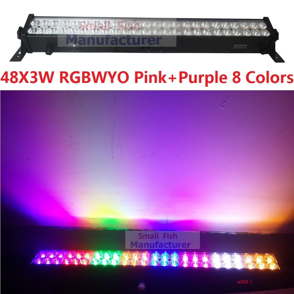 2020 New 48x3W RGBWYPOP 8 Colors Led Wall Wash Landscape Line Bar Light DMX512 Indoor LED Flood Down Lighting DJ DMX Disco Club